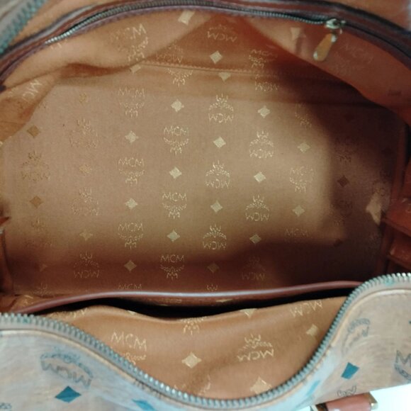 (L3) Authentic MCM Hand Bag Brown PVC Luxury Vintage Designer Handbag - Picture 7 of 10